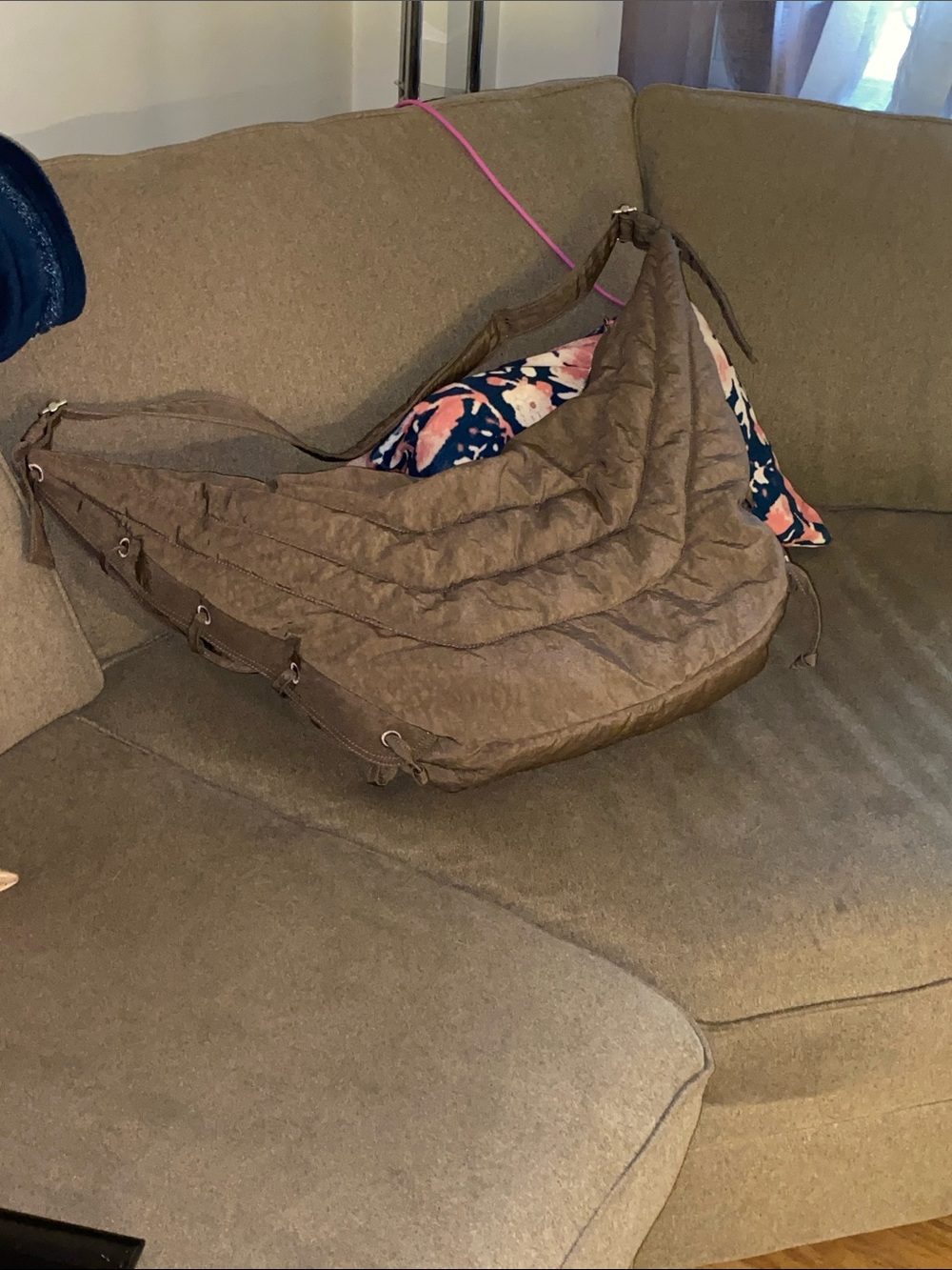 Lemaire large Quilted Brown Hobo Shoulder Bag